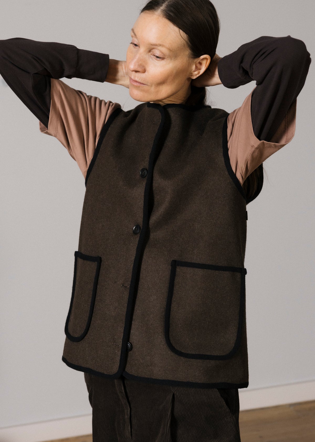Meha vest – loden | Pure dark brown