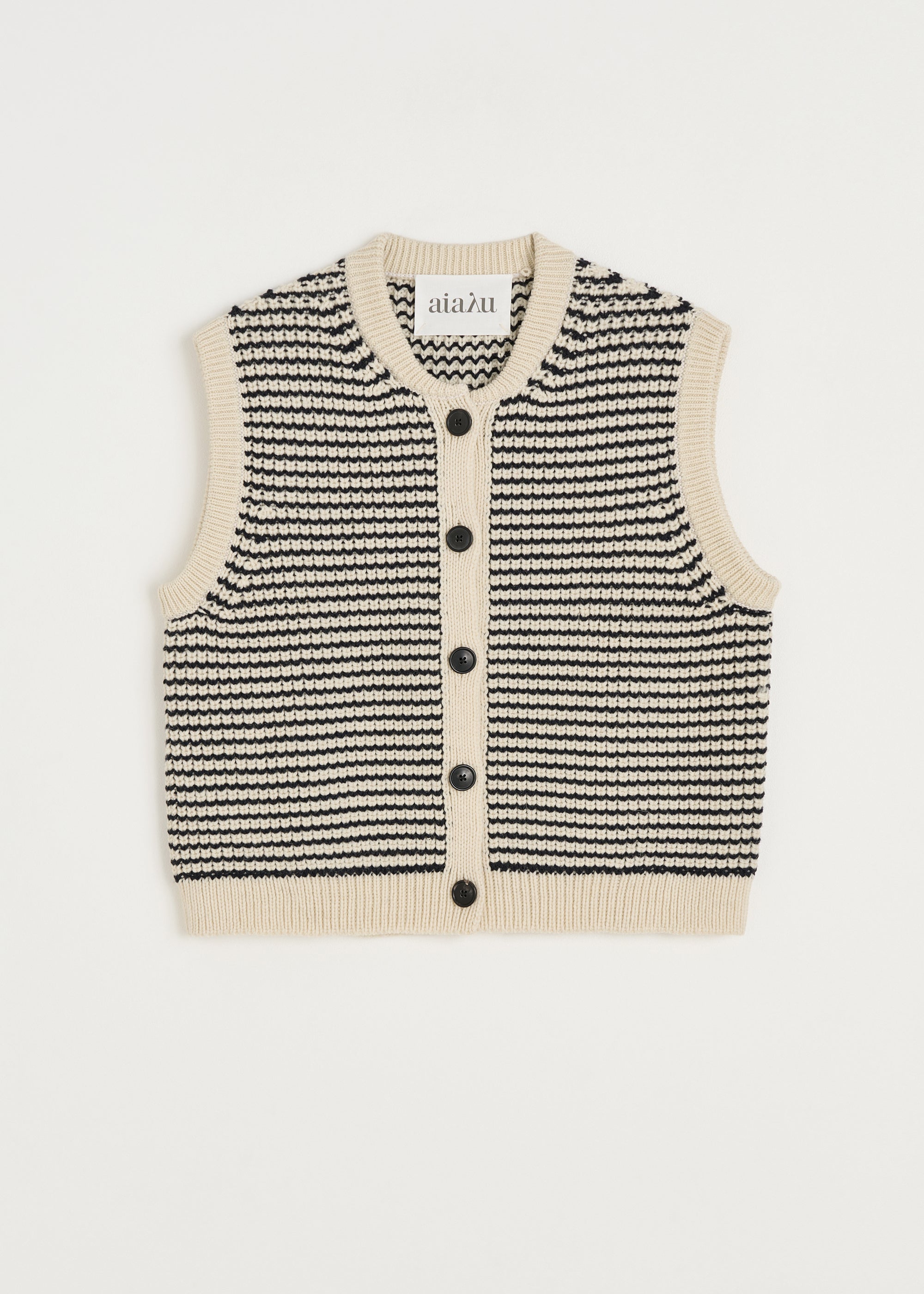 Asha vest – highland wool | Mix Black Navy Vest aiayu