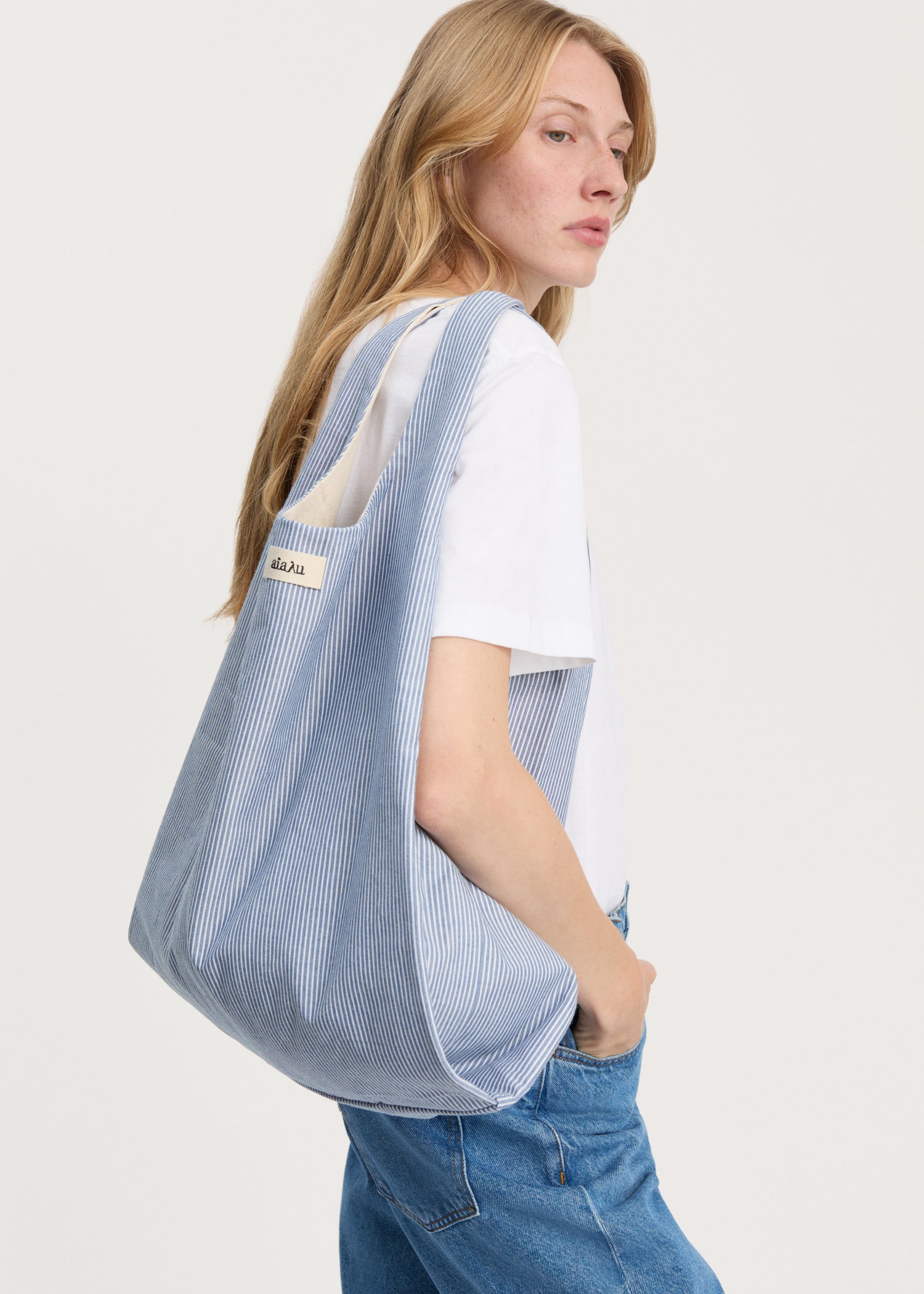 Bag striped medium | Mix Blue Boy Bag aiayu