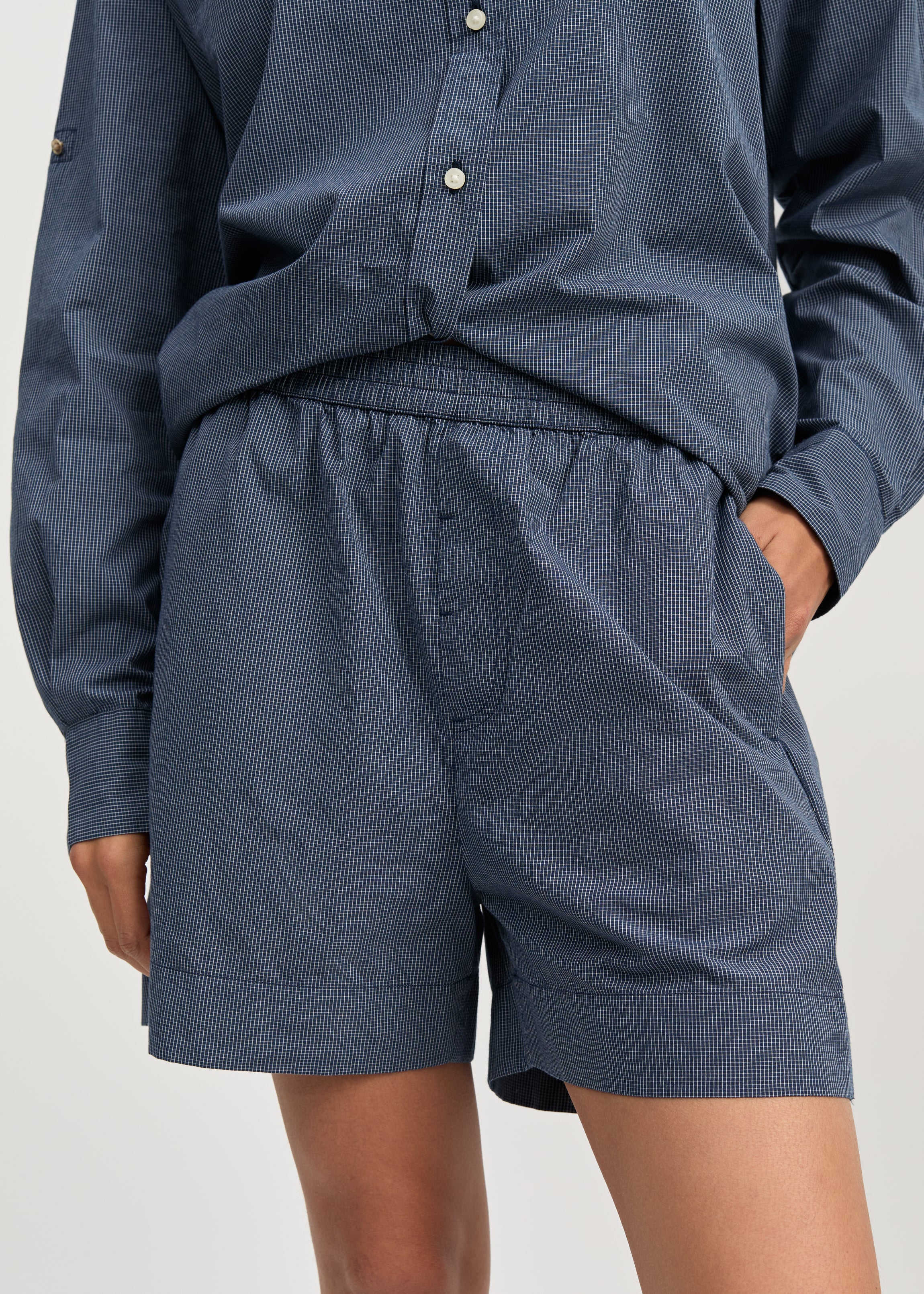 Casual shorts check | Navy Check Shorts aiayu