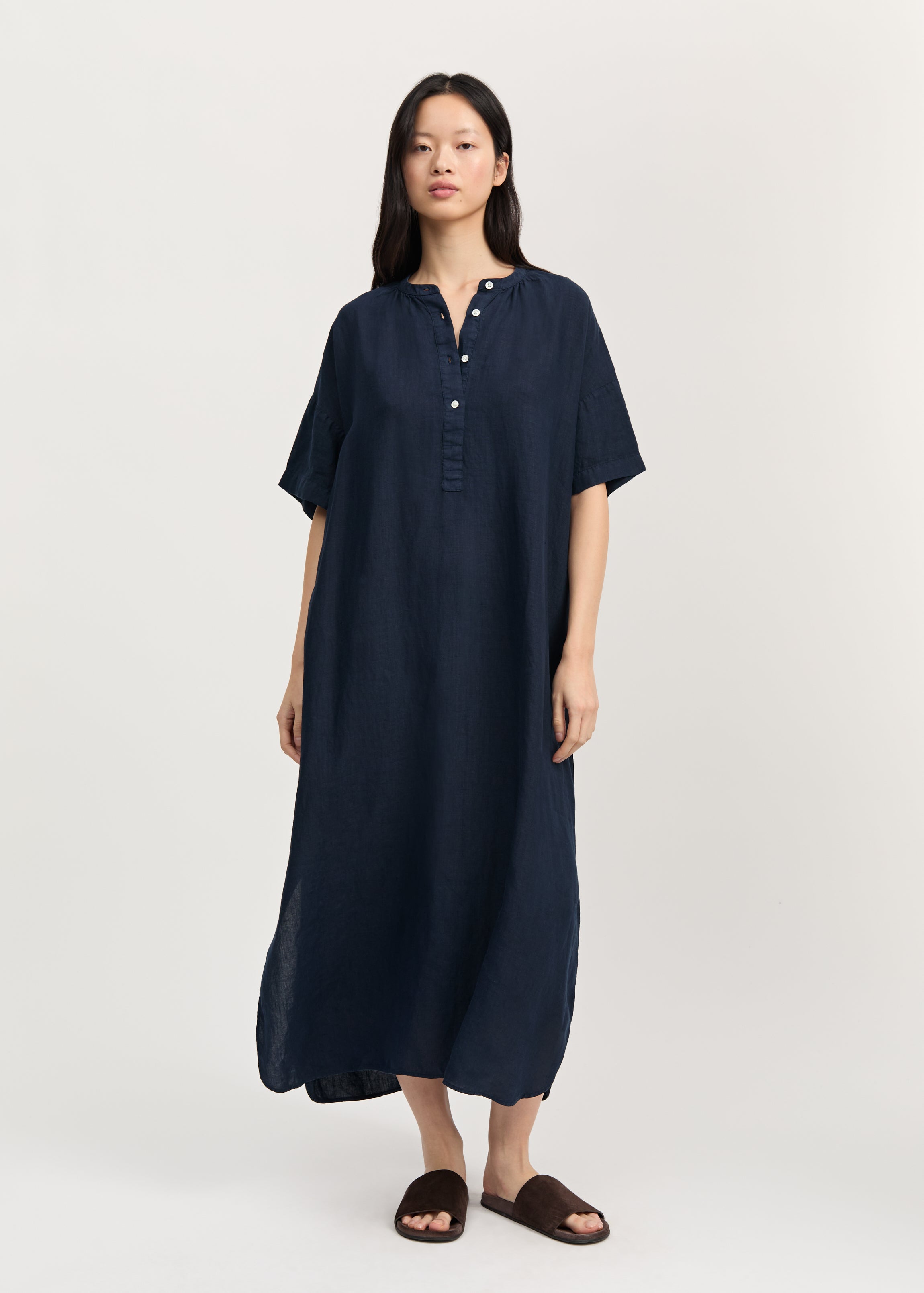 Cille dress linen | Navy Dress aiayu