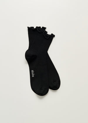 Cotton frill sock | Black Socks aiayu