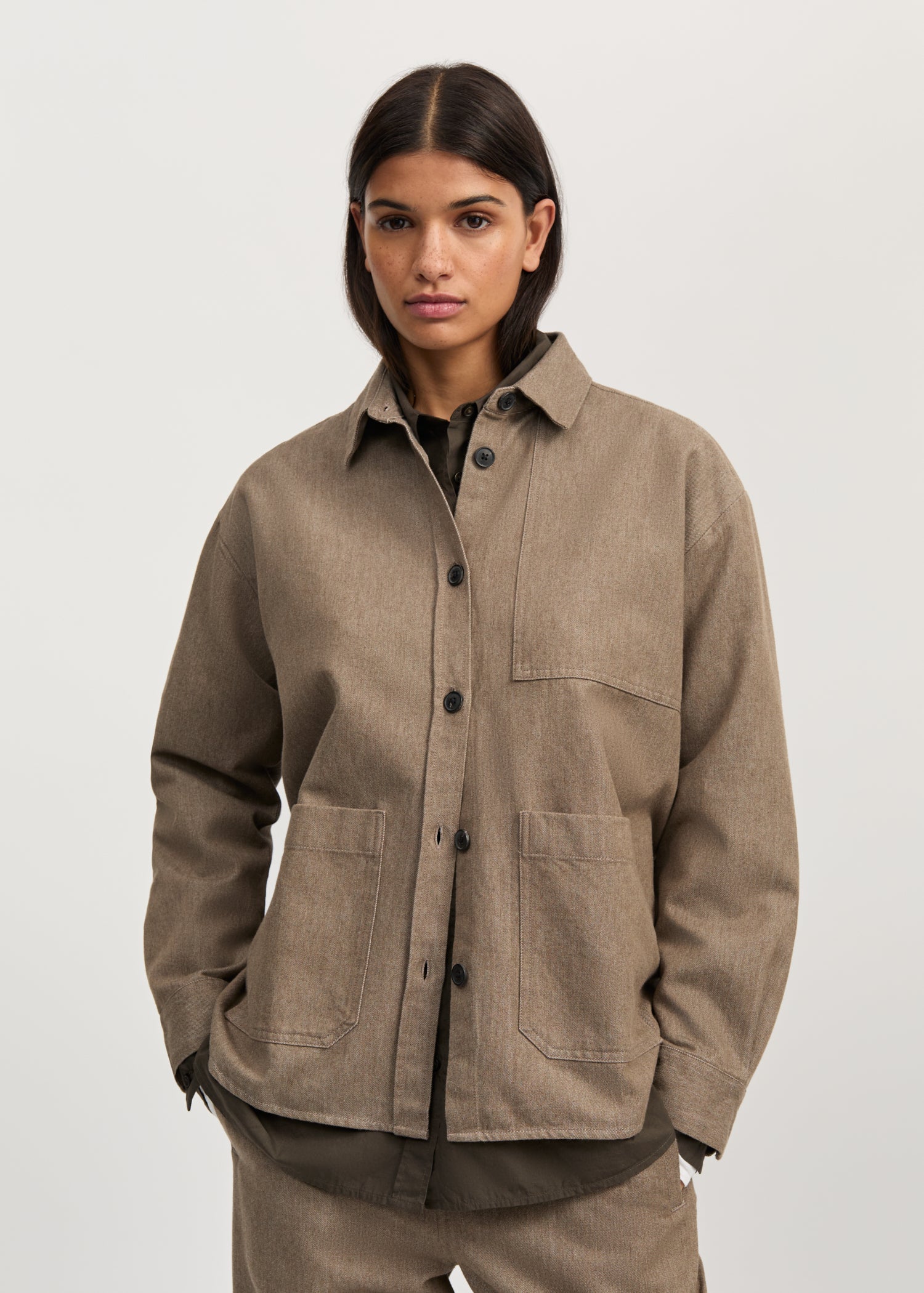 Dusty shirt | Smokey Brown Melange Shirt Woven aiayu
