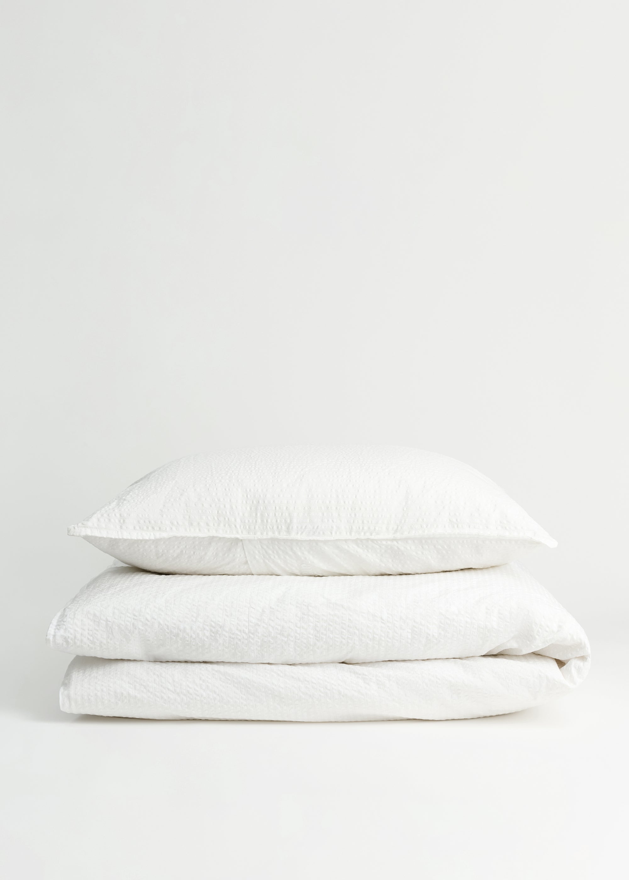 Duvet set seersucker 140x200 and pillow case | White Bedding aiayu
