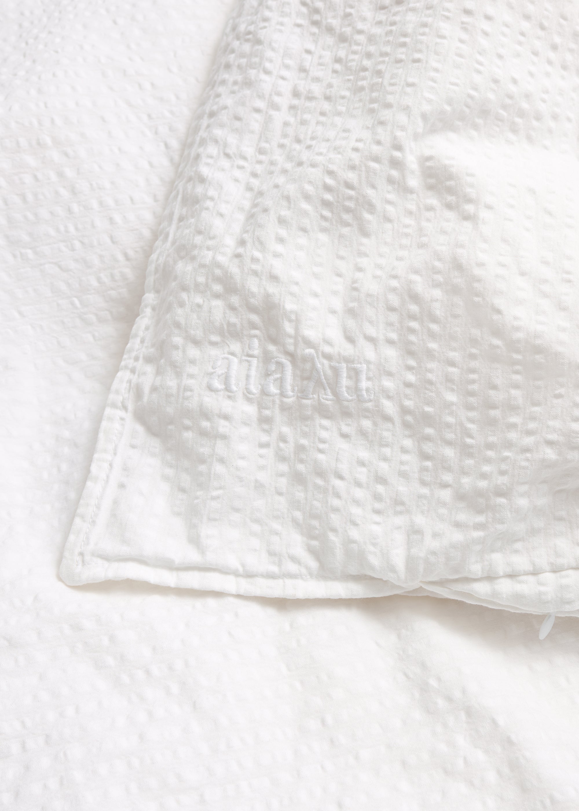 Duvet set seersucker 140x200 and pillow case | White Bedding aiayu