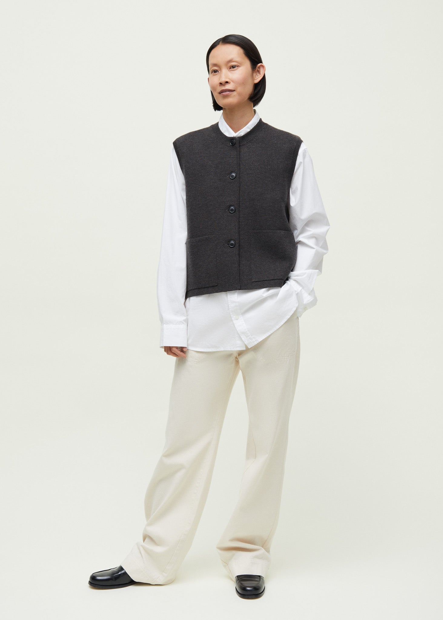 Elva vest – pure merino wool | Dark Brown Melange Vest aiayu