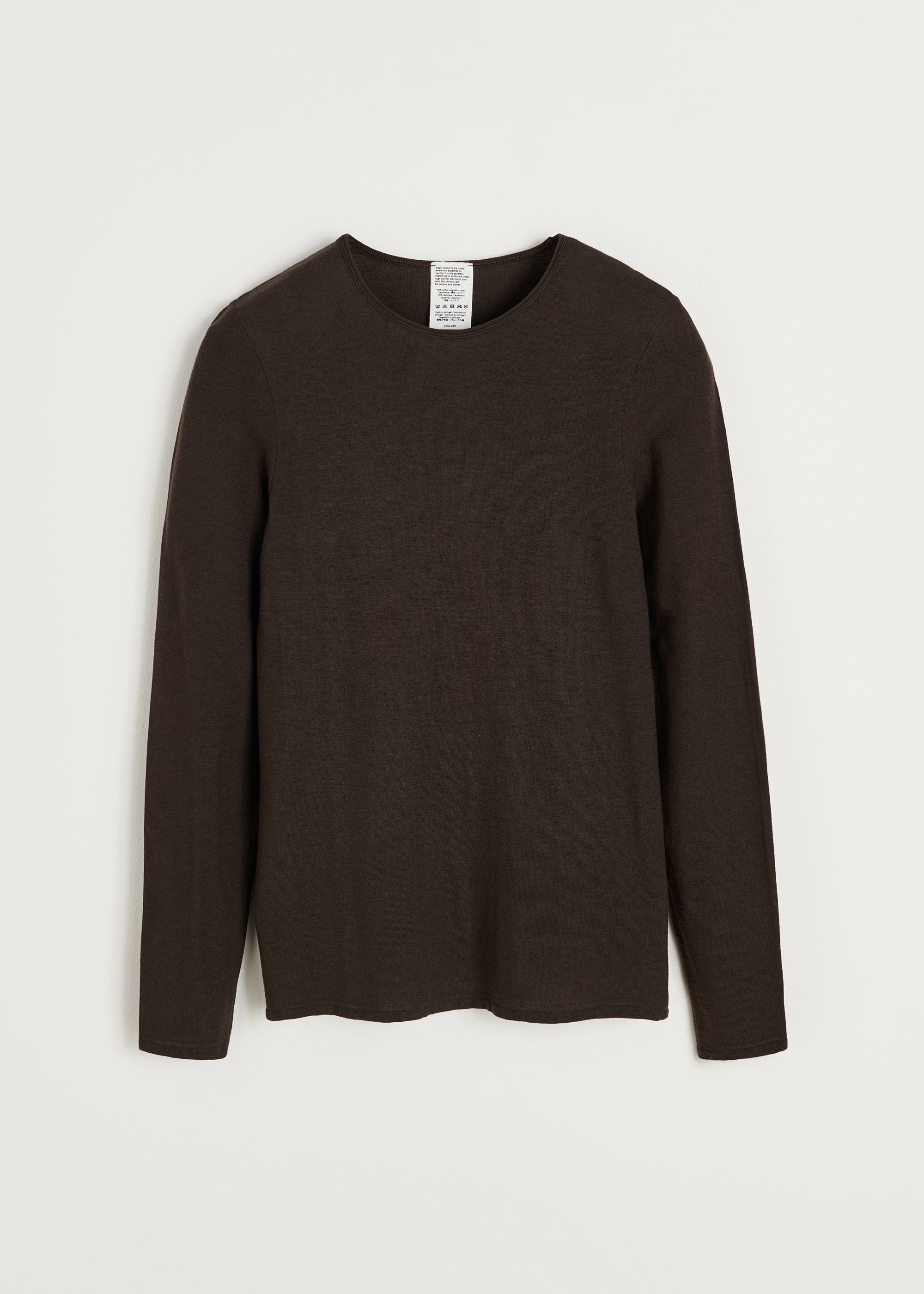 Gentle long sleeve – cashmere | Dark Brown Blouse aiayu