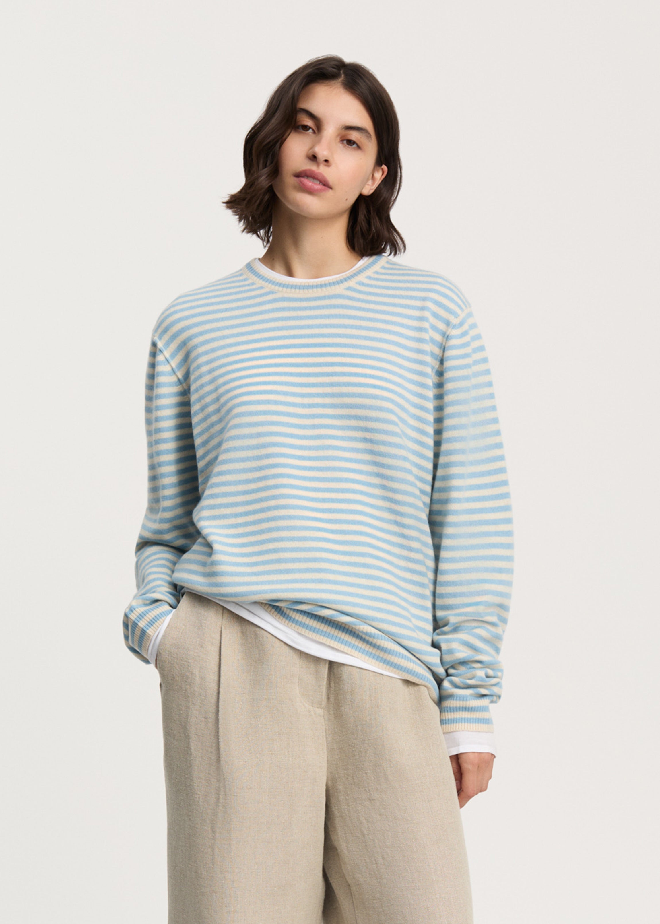 Leonardo sweater – pure cashmere | Mix Opal Blue Sweater aiayu