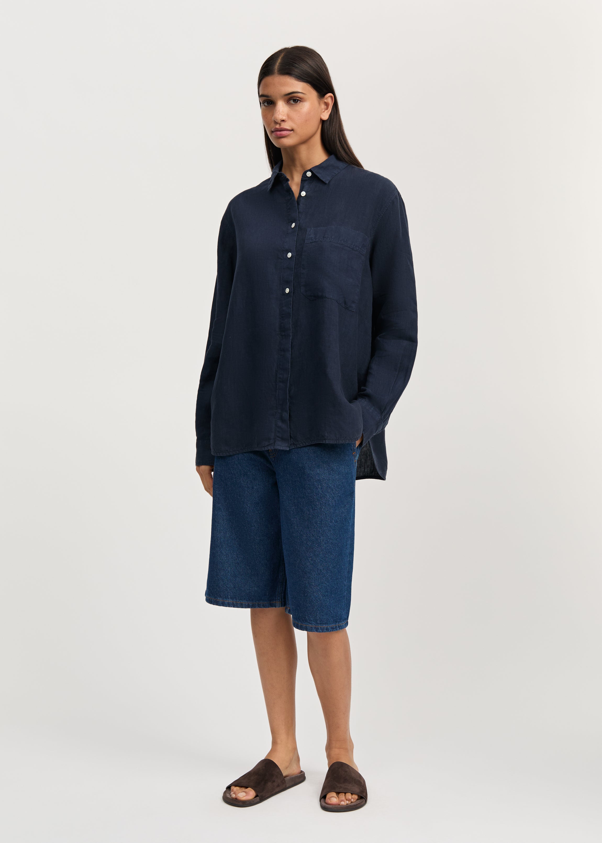 Lynette linen | Navy Shirt Woven aiayu