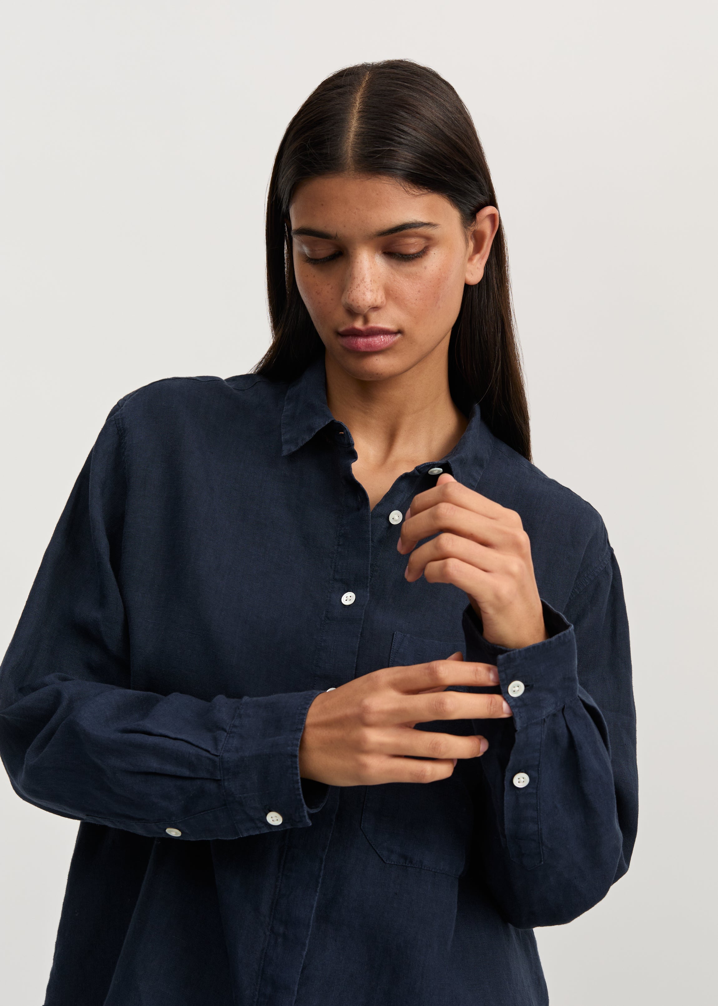 Lynette linen | Navy Shirt Woven aiayu