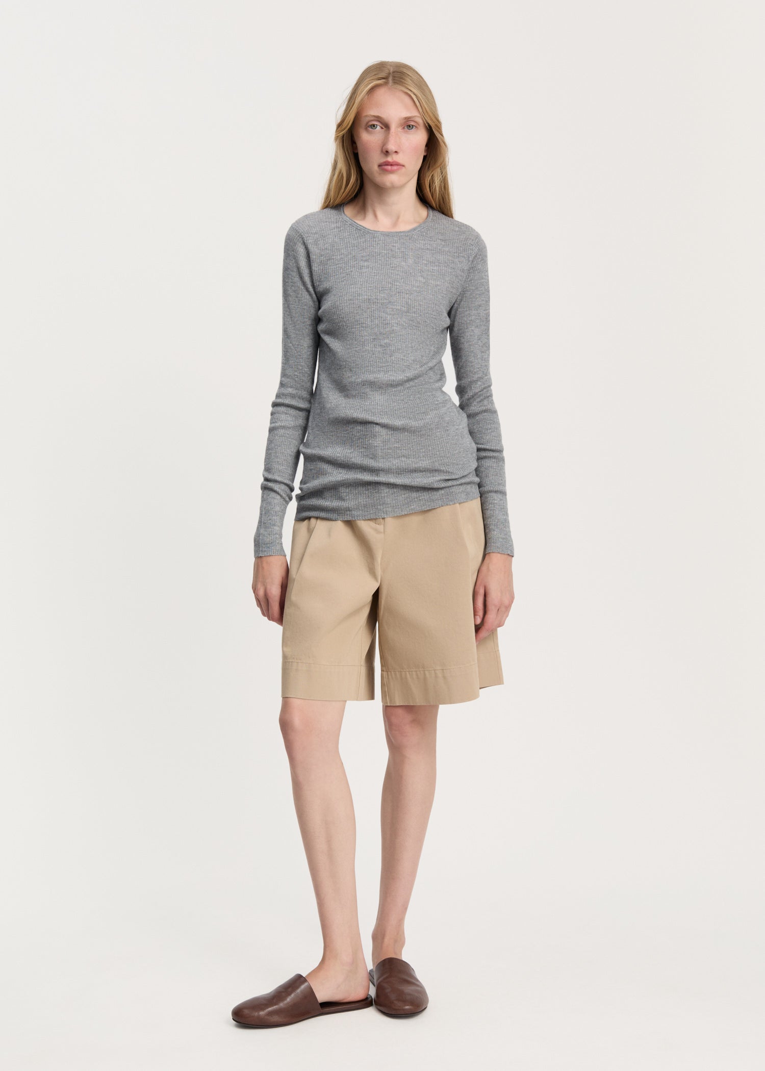 Madigan blouse – cashmere | Grey Melange Blouse aiayu