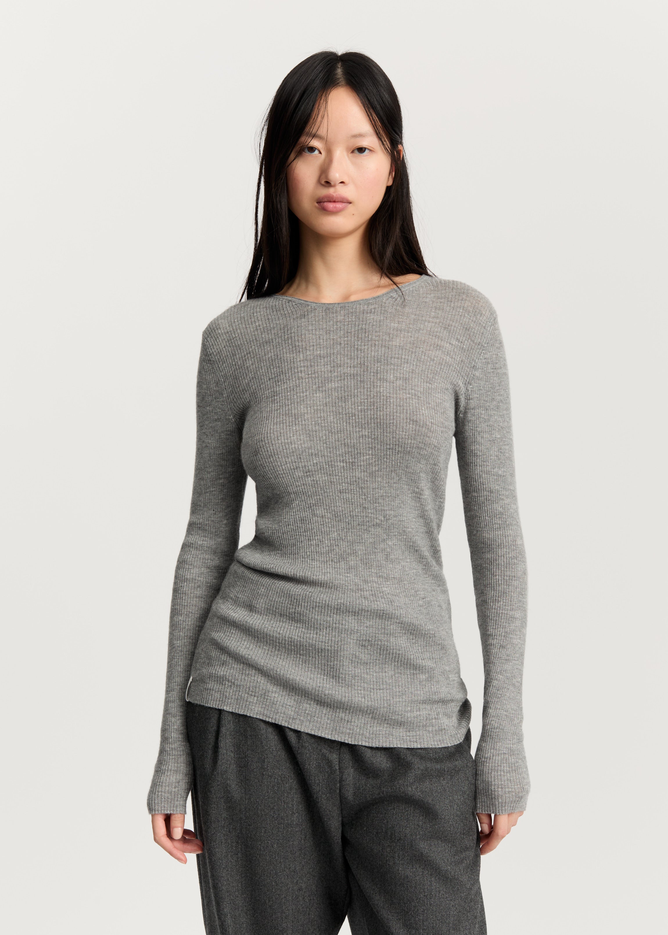 Madigan blouse – cashmere | Grey Melange Blouse aiayu