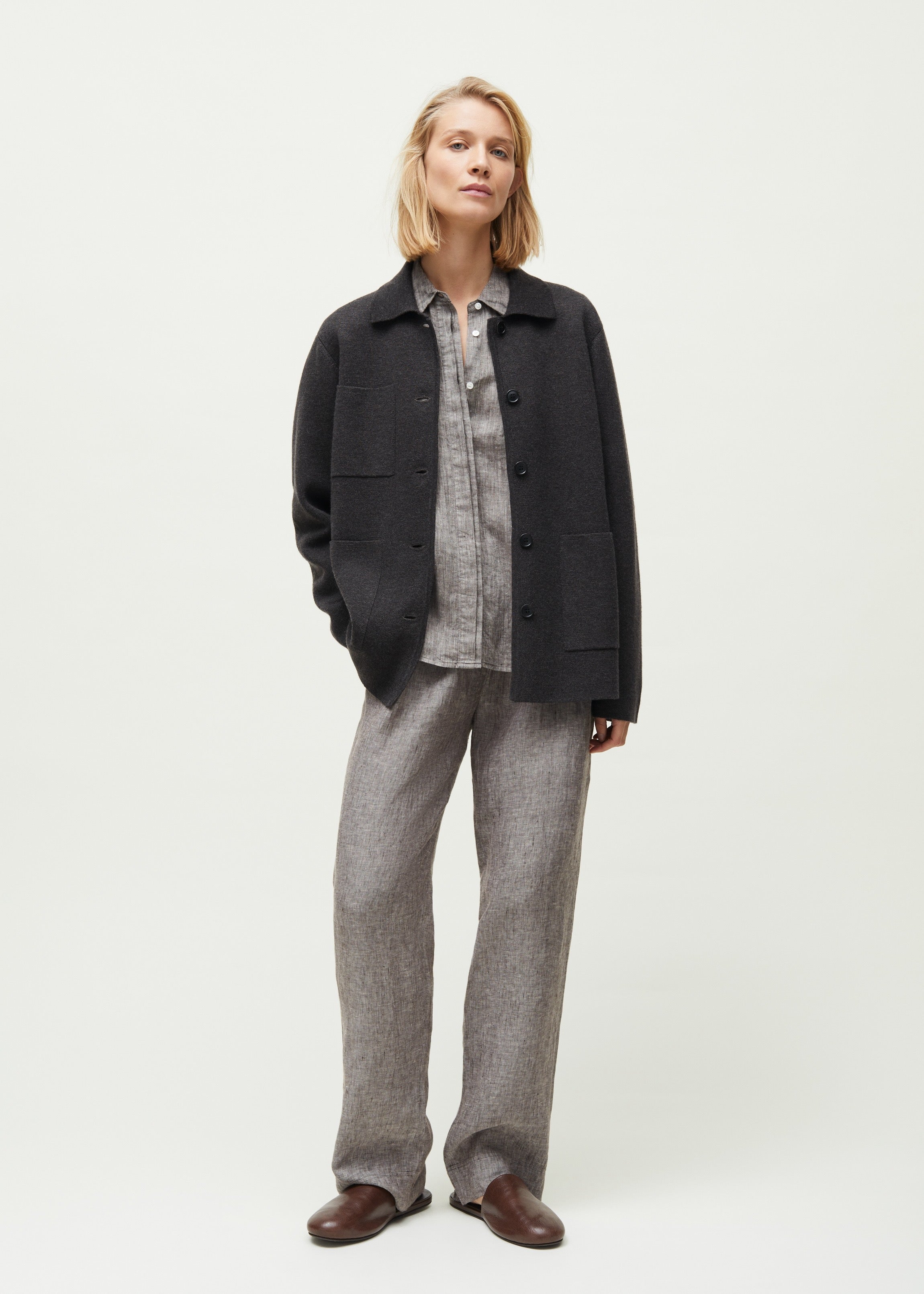 Moema cardigan – pure merino wool | Dark Brown Melange Cardigan aiayu