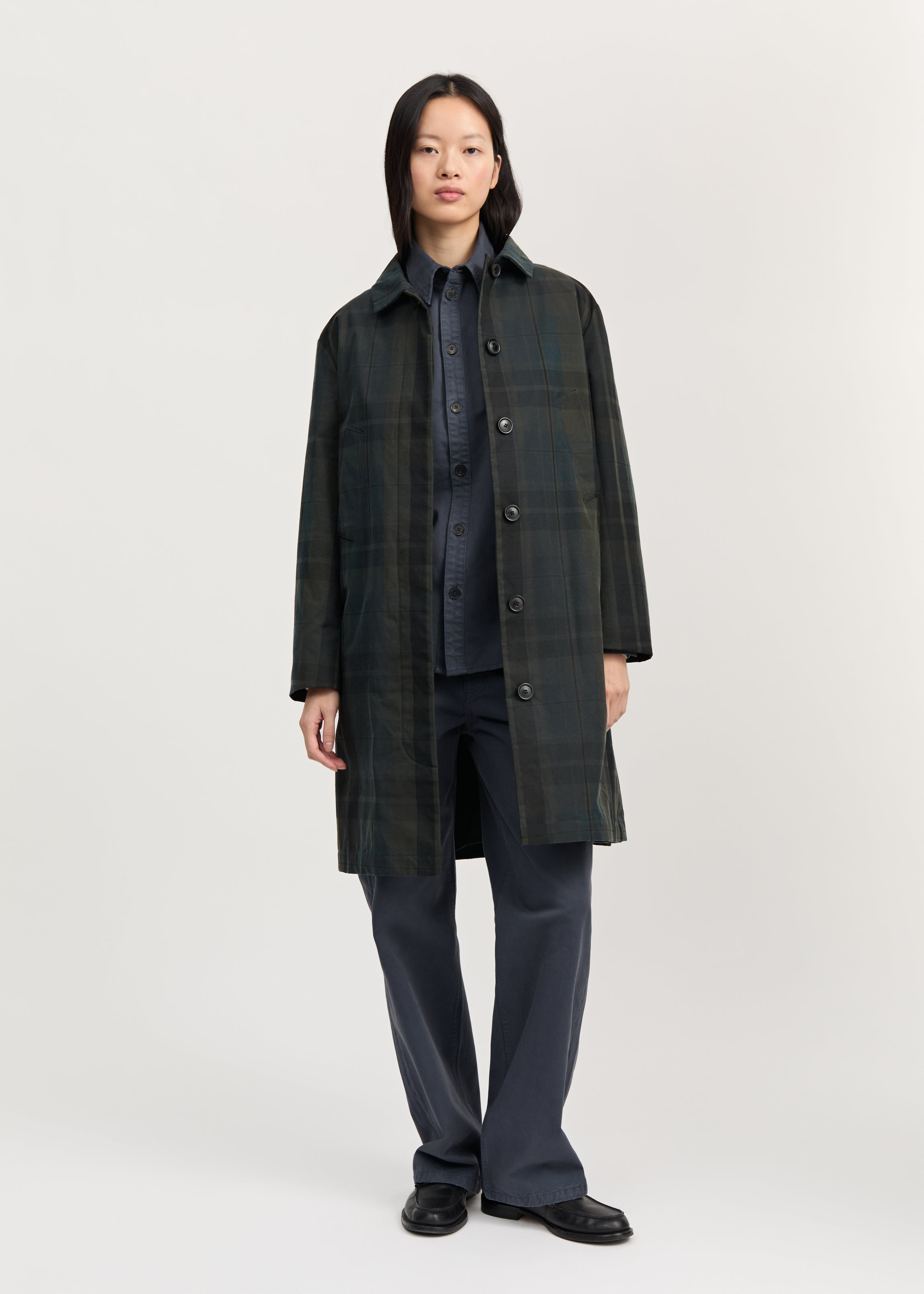 Noor coat check – oilskin silkwax | Foxleigh Coat aiayu