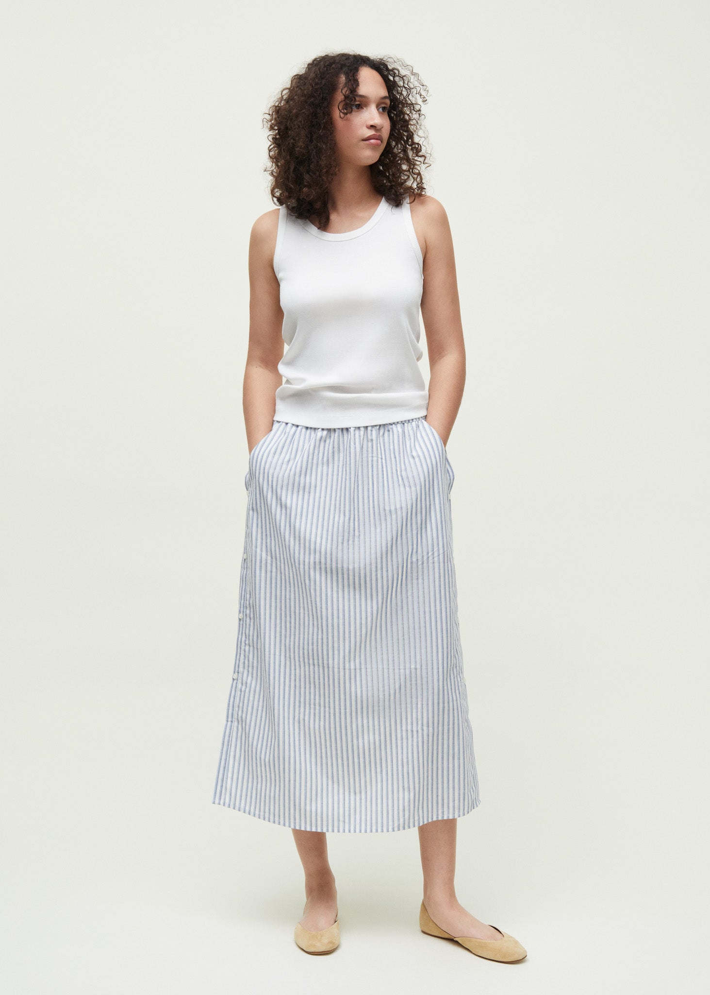 Rib tank top | Off White Top aiayu