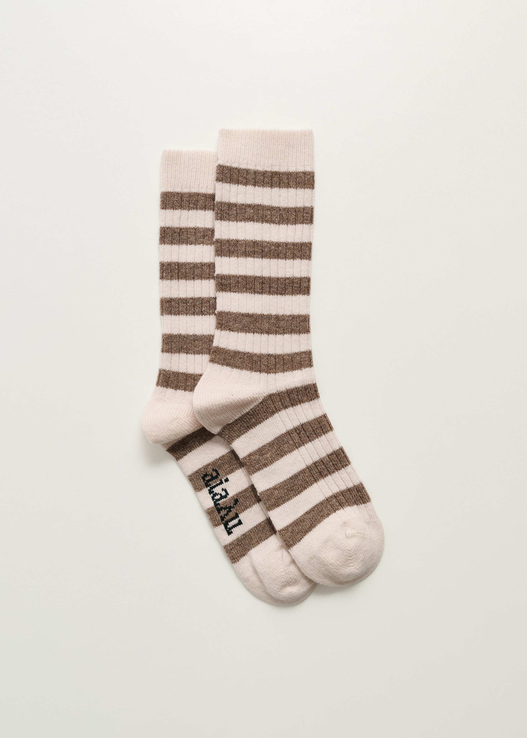 Striped cashmere sock | Mix Beige Socks aiayu