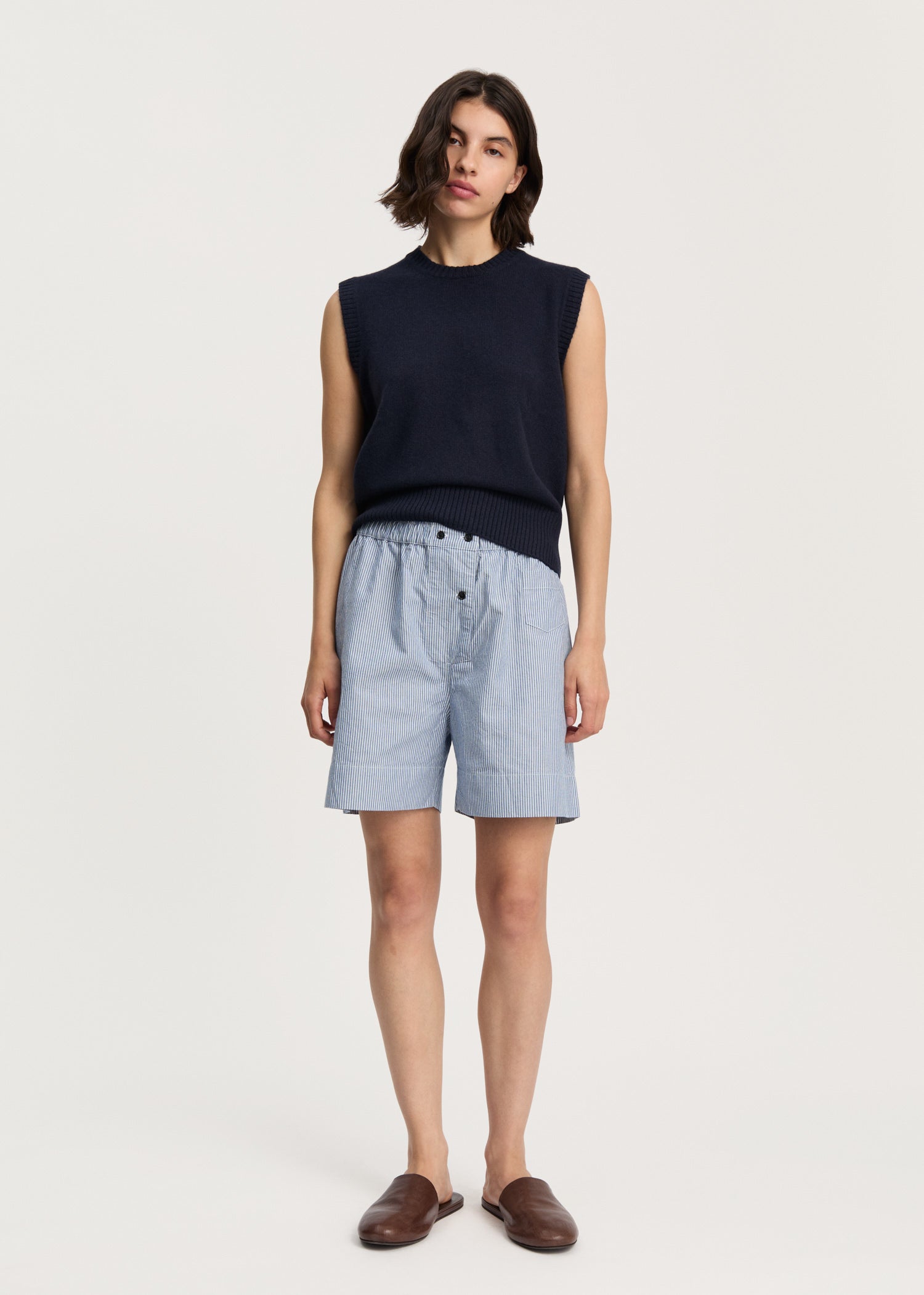 Uma shorts striped | Mix Blue Boy Shorts aiayu