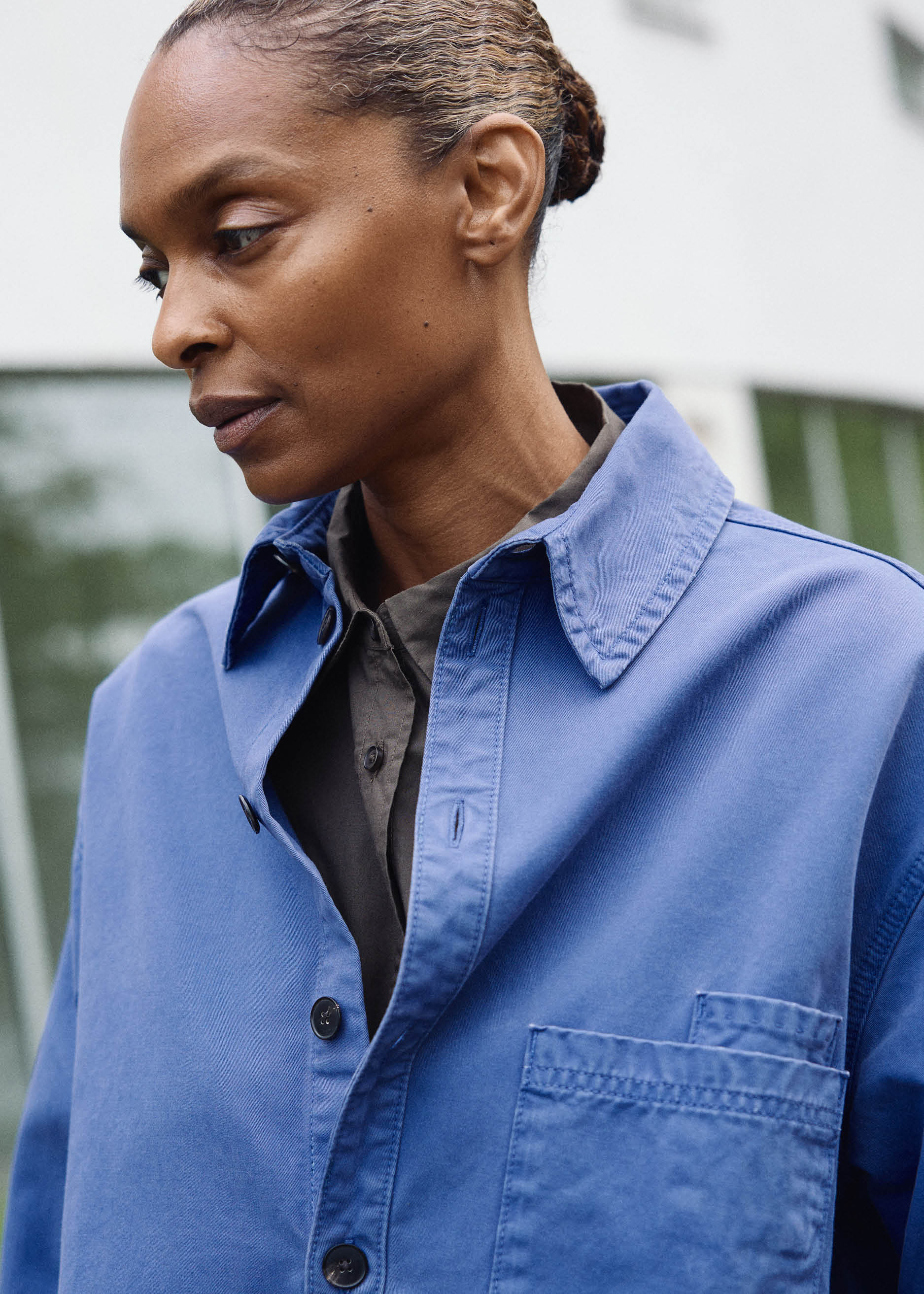 Casy shirt cotton | Washed French Blue