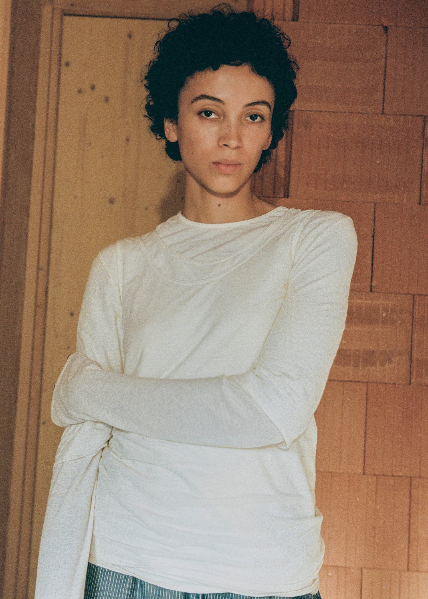 Gentle long sleeve – cashmere | Pure Ecru Blouse aiayu