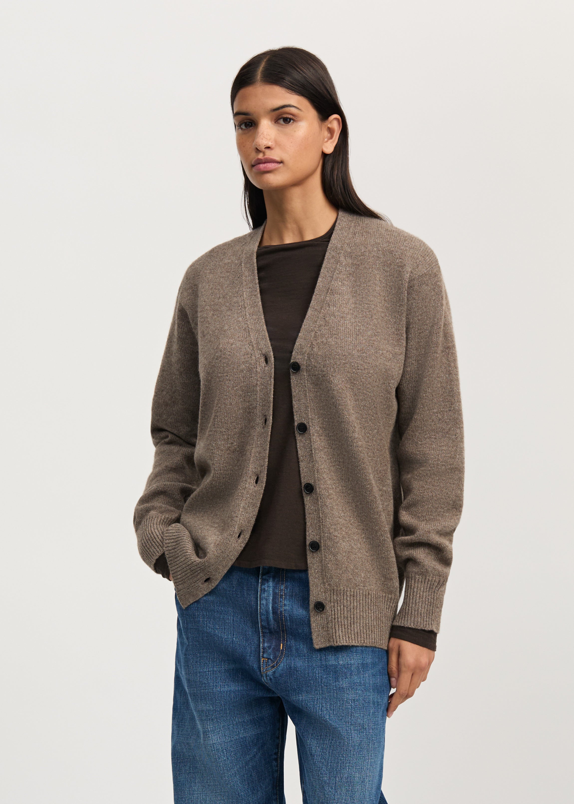 Alexa cardigan – yak | Pure Light Brown Cardigan aiayu