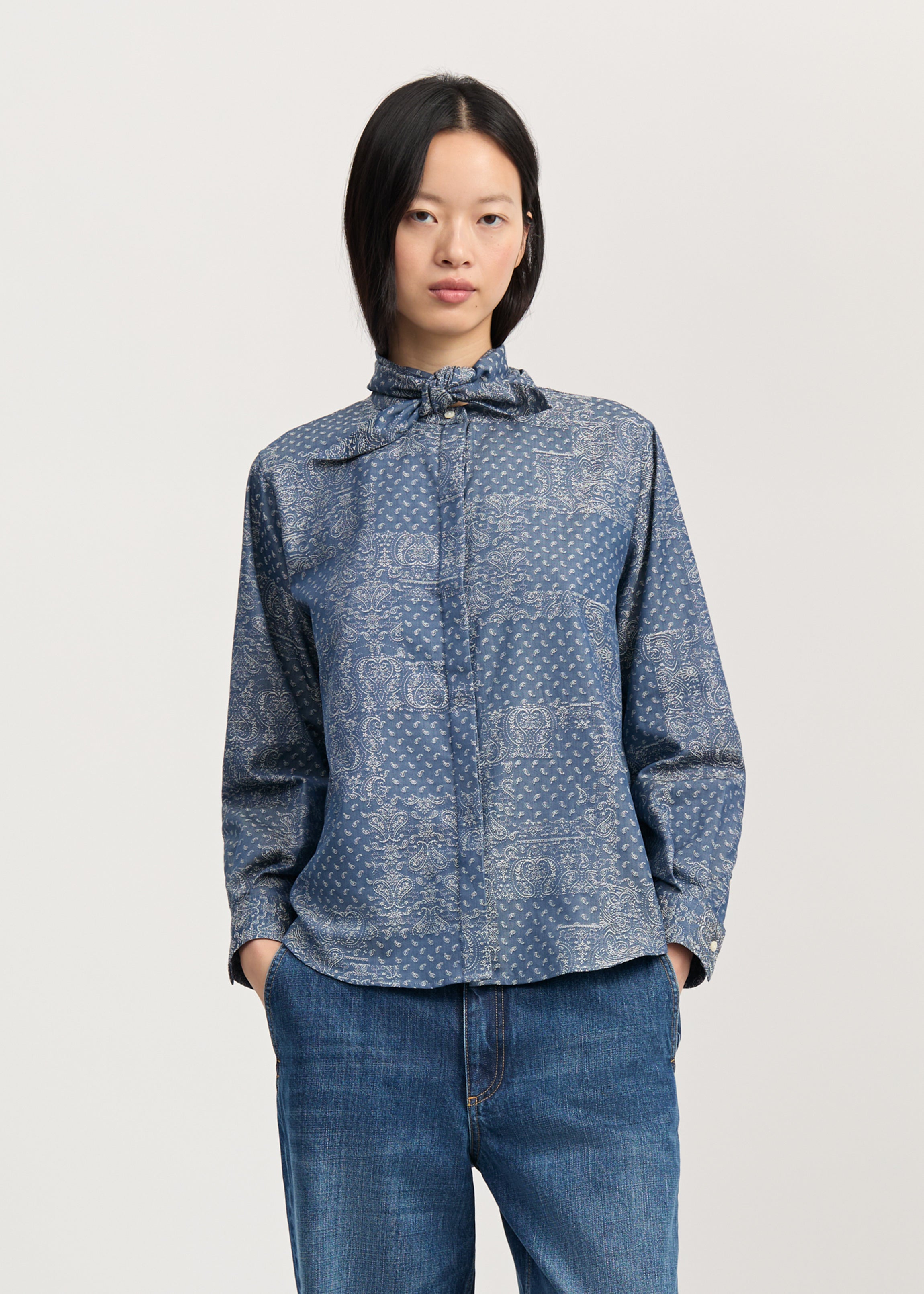Aponi shirt jacquard | Bluebell Paisley Shirt Woven aiayu