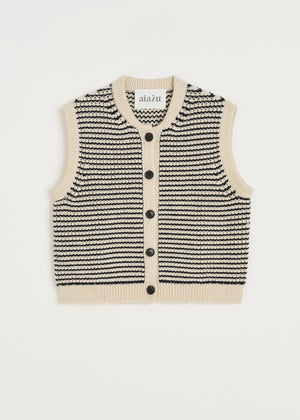 Asha vest – highland wool | Mix Black Navy Vest aiayu