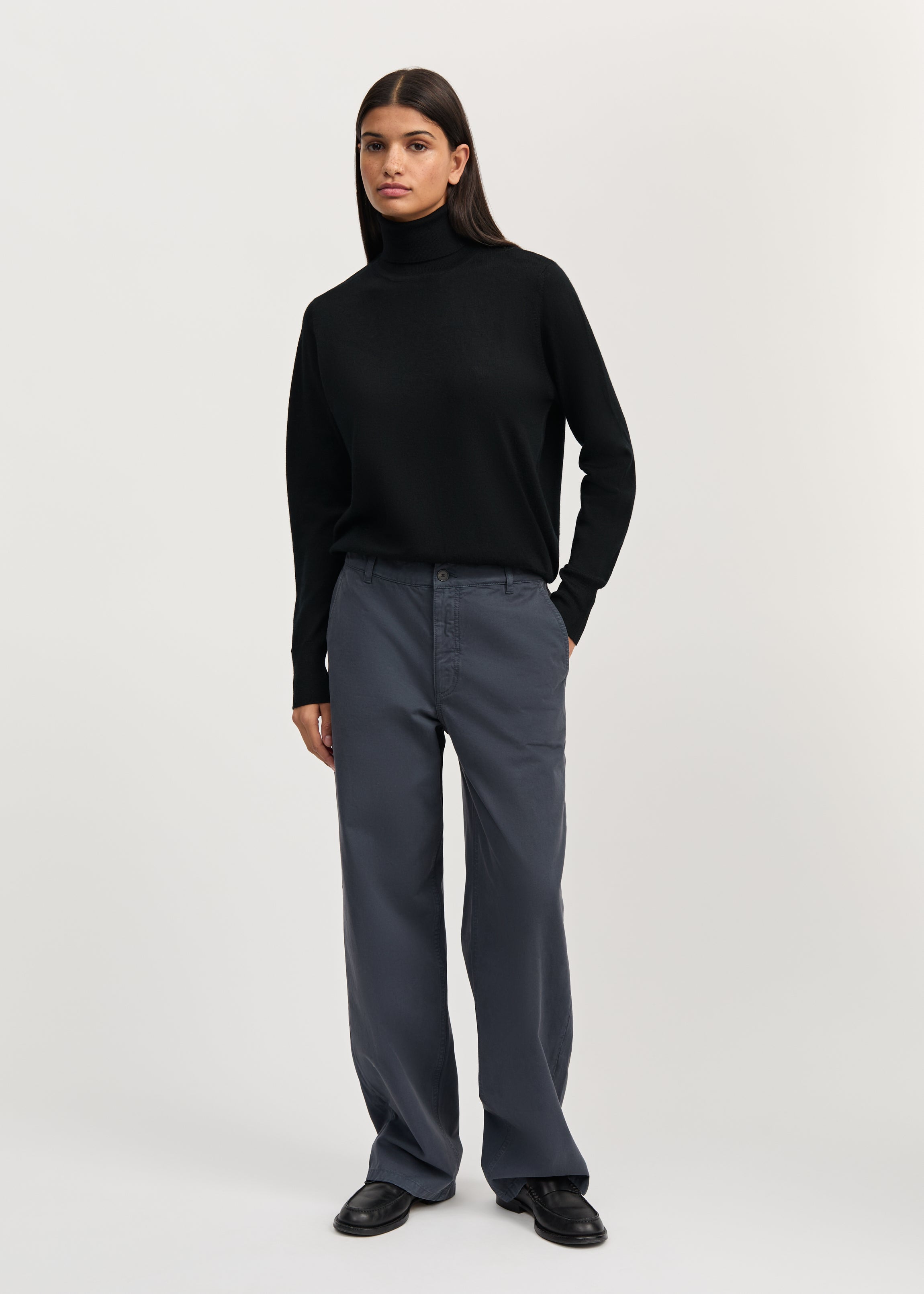 Carlo midwaist wide cotton | Washed Slate Pants aiayu