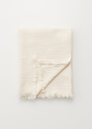 Cotton throw - 150x200 | Pure Ecru Throw aiayu