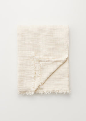 Cotton throw - 150x200 | Pure Ecru Throw aiayu