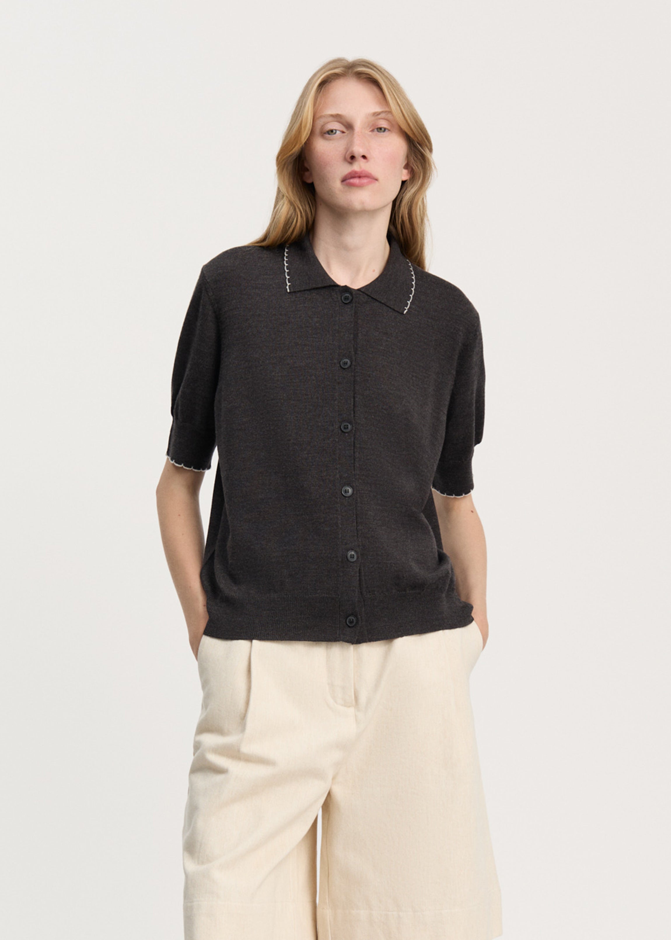 Disha cardigan – pure merino wool | Dark Brown Melange Cardigan aiayu