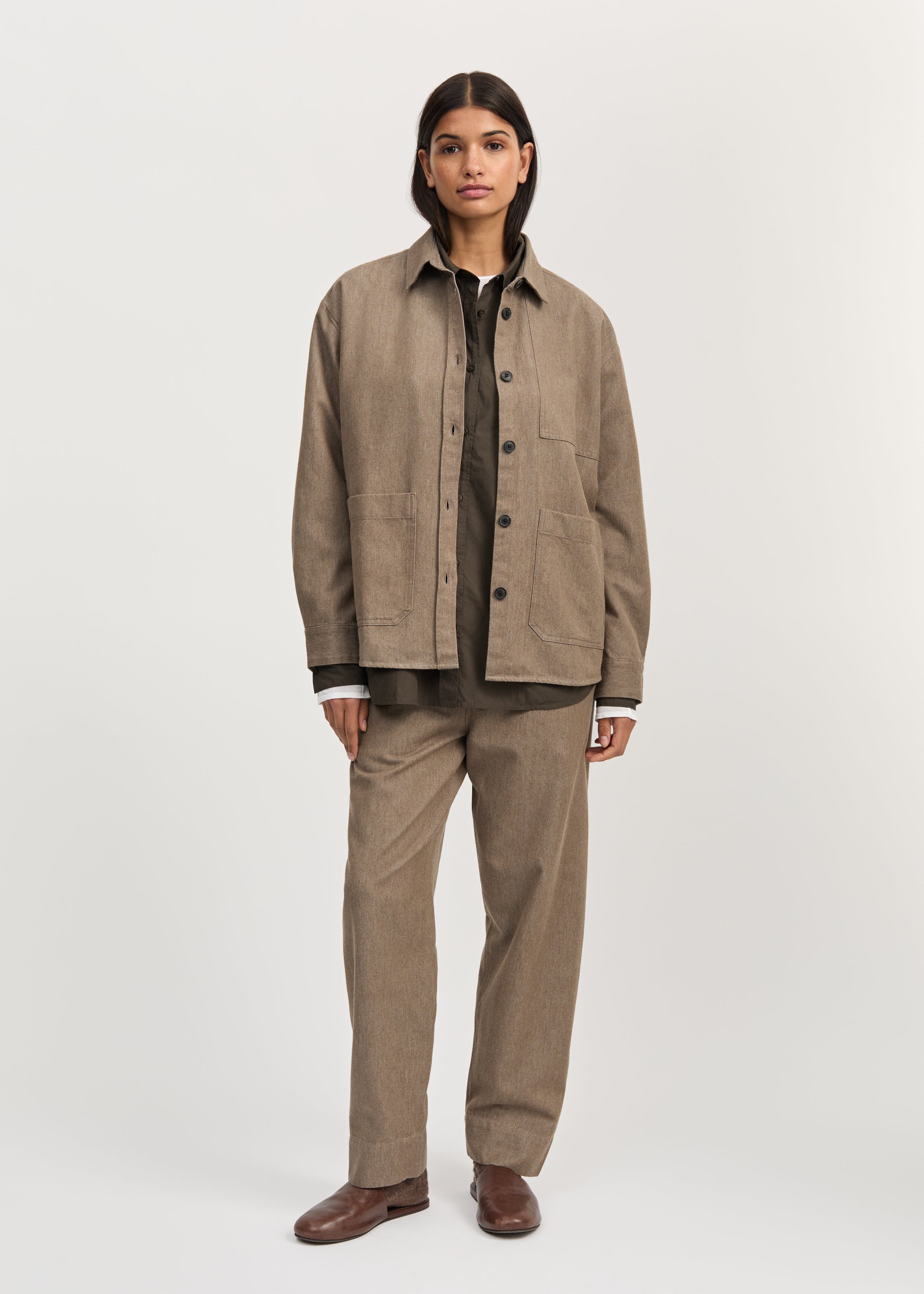 Dusty shirt | Smokey Brown Melange Shirt Woven aiayu