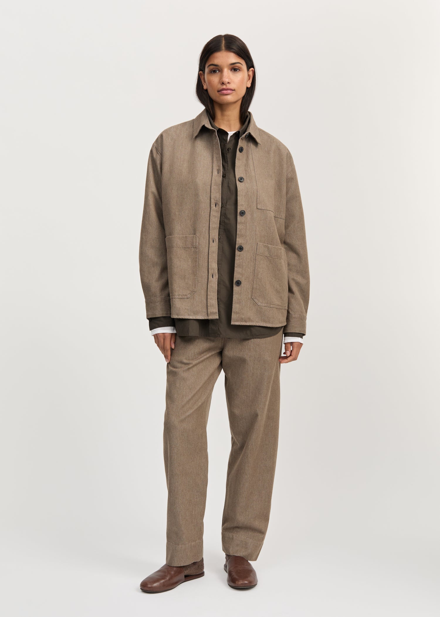 Dusty shirt | Smokey Brown Melange Shirt Woven aiayu