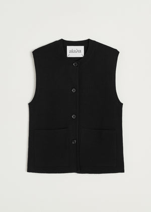 Elva vest – pure merino wool | Black Vest aiayu