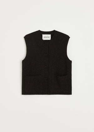Elva vest – pure merino wool | Dark Brown Melange Vest aiayu