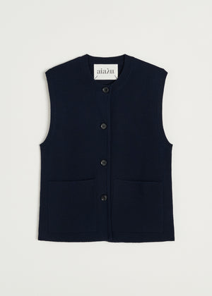 Elva vest – pure merino wool | Navy Vest aiayu