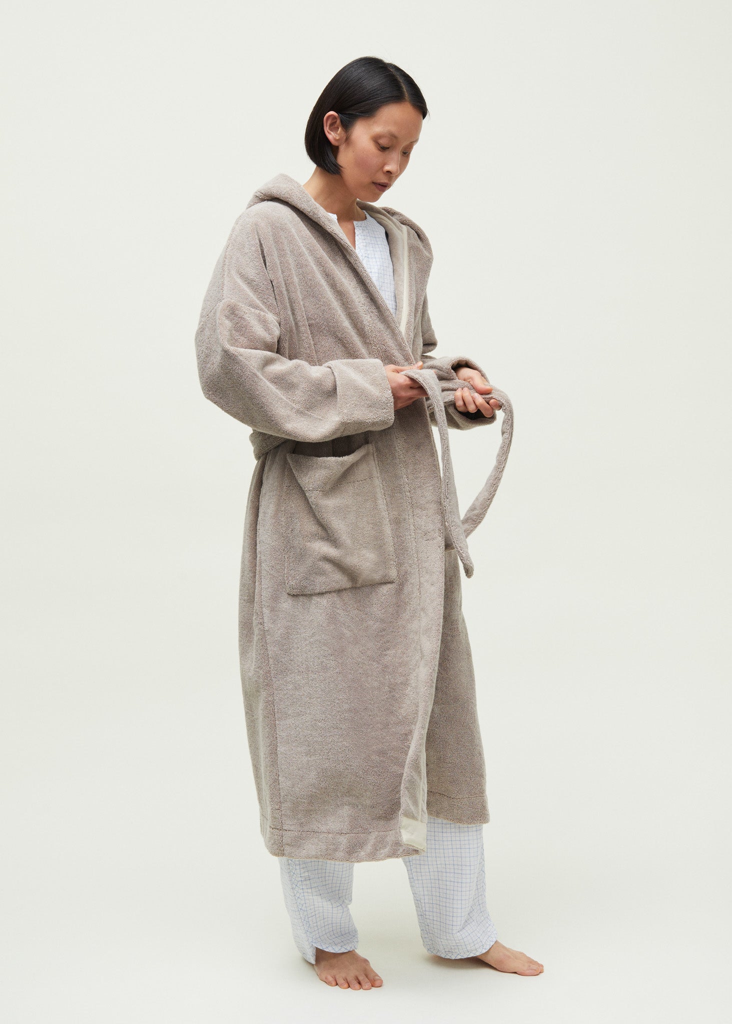 Hooded bathrobe terry | Dried Linen