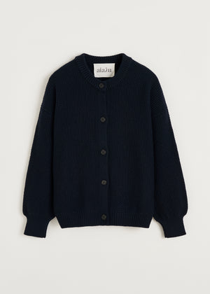 Irena cardigan - highland wool | Black Navy