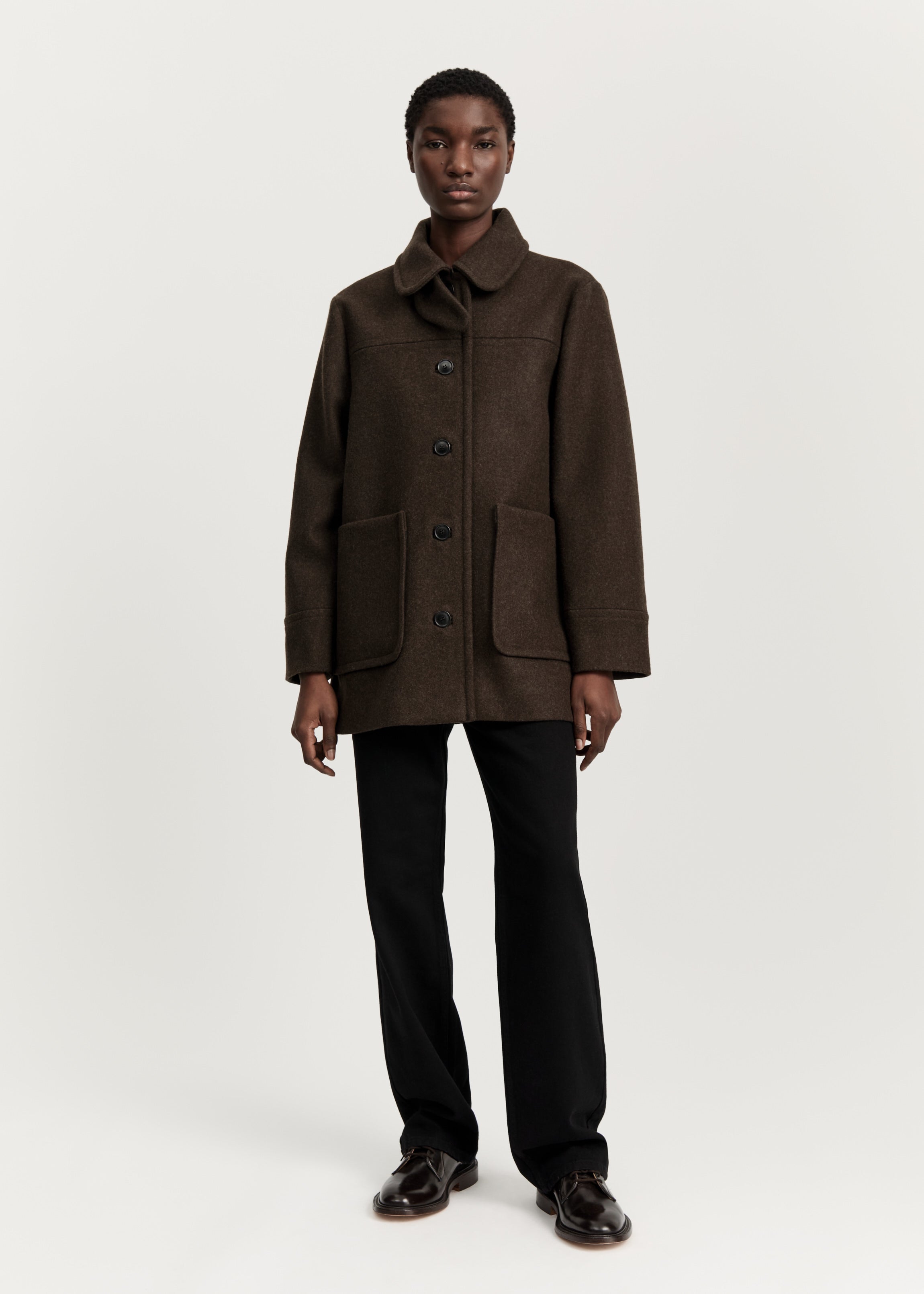 Jamie jacket loden – wool | Pure Dark Brown Coat aiayu