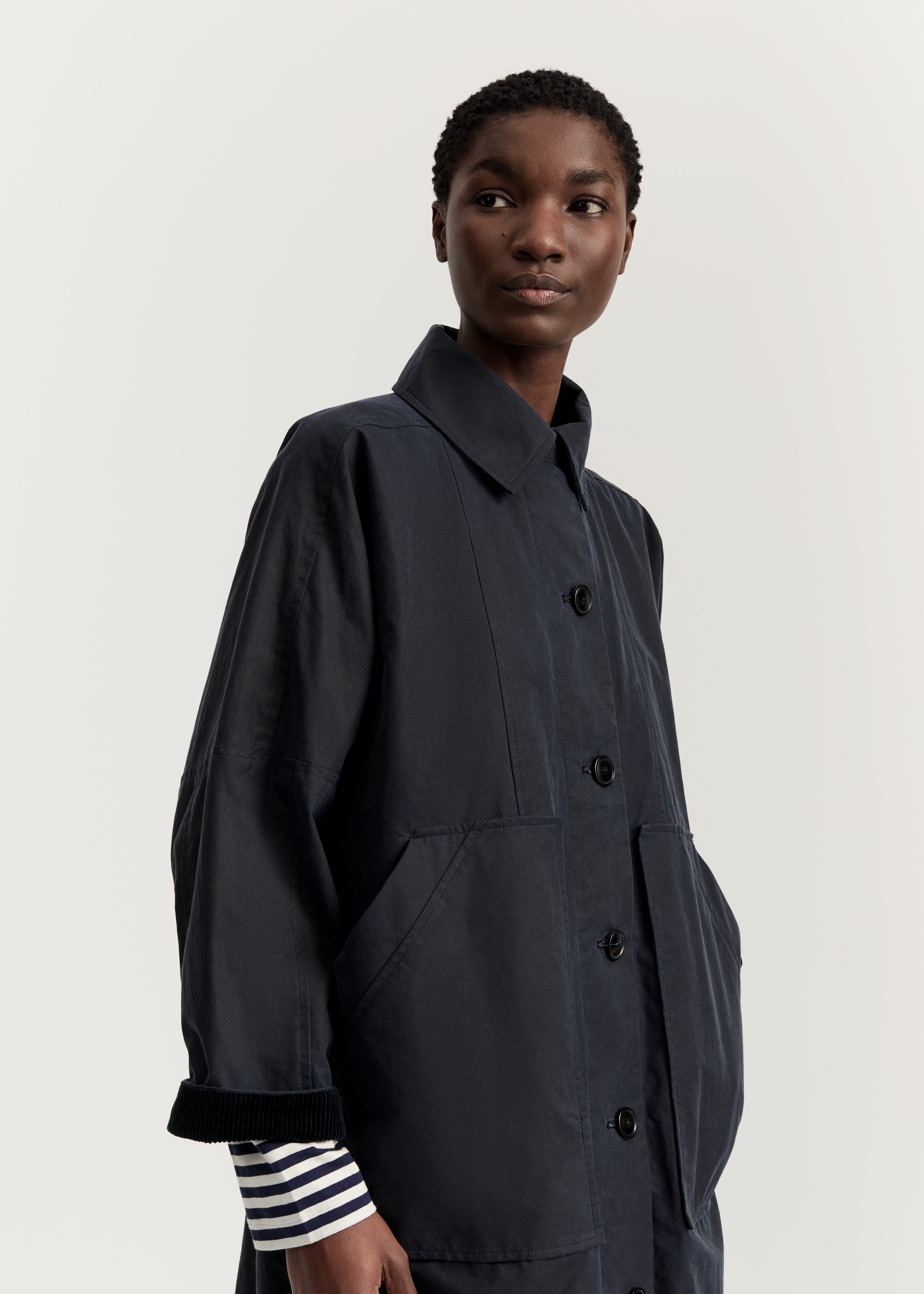 Jay coat – oilskin | Navy Jacket aiayu