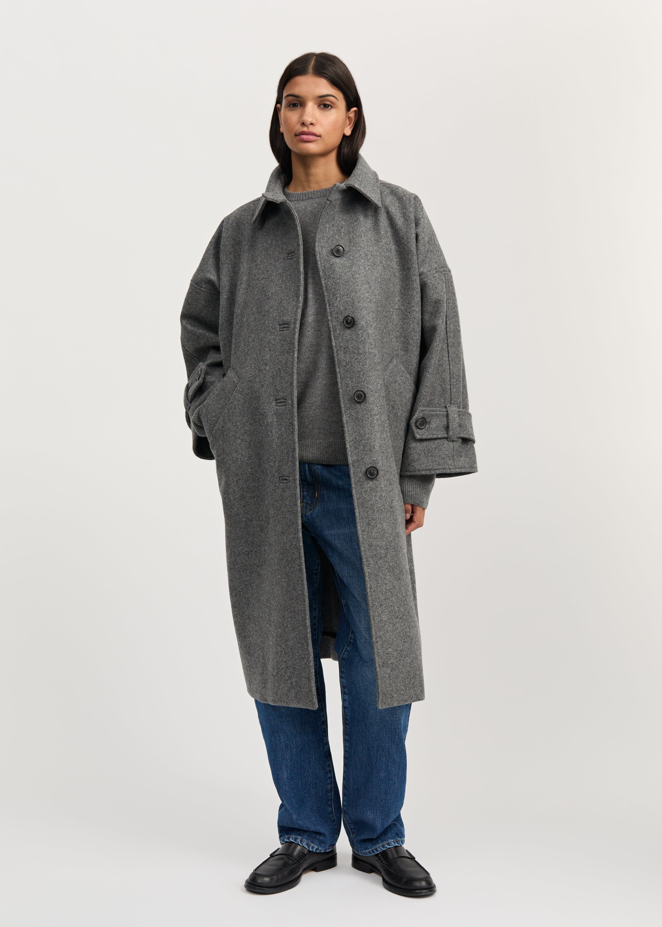 Jo coat loden | Pure grey Coat aiayu