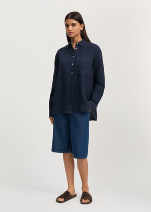 Lynette linen | Navy Shirt Woven aiayu