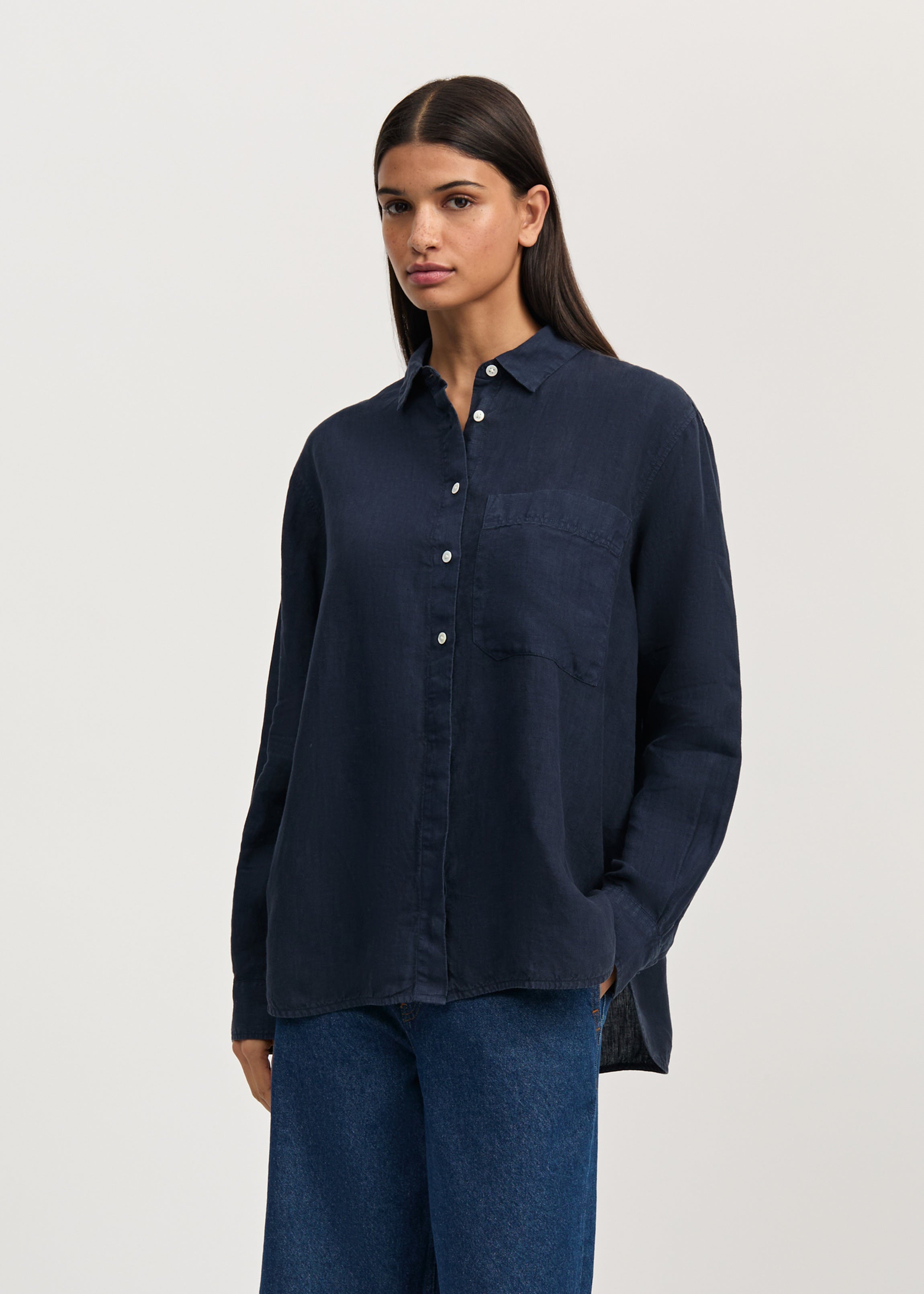 Lynette linen | Navy Shirt Woven aiayu