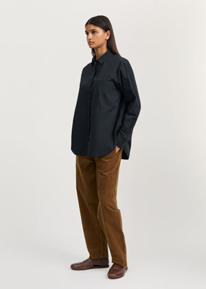 Lynette shirt dark horn | Black Navy Shirt Woven aiayu