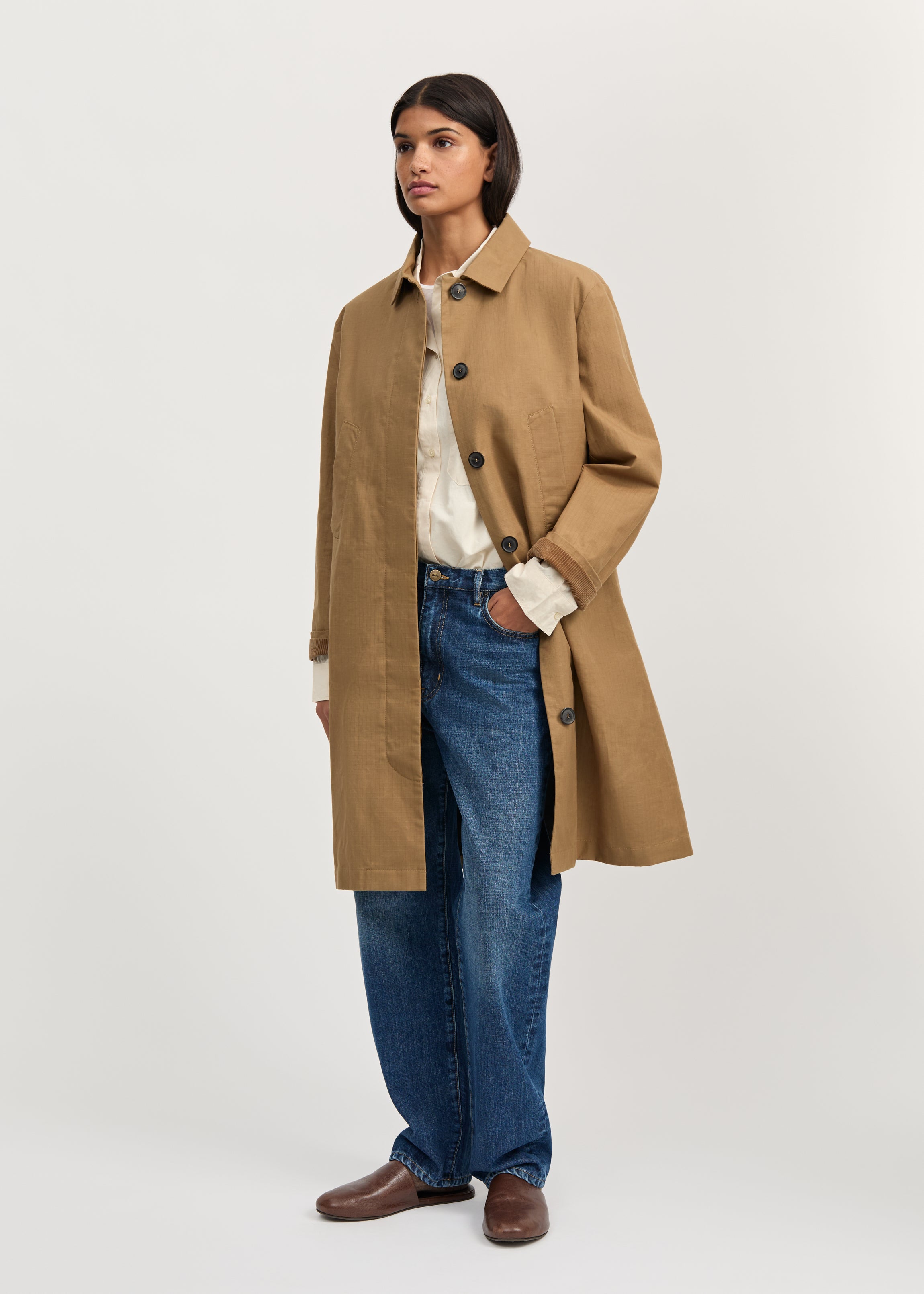 Noor coat ripstop – oilskin hybrid | Warm Khaki Coat aiayu