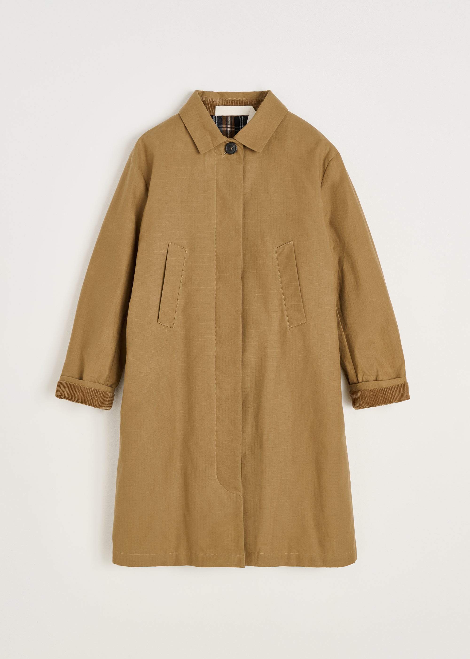 Noor coat ripstop – oilskin hybrid | Warm Khaki Coat aiayu