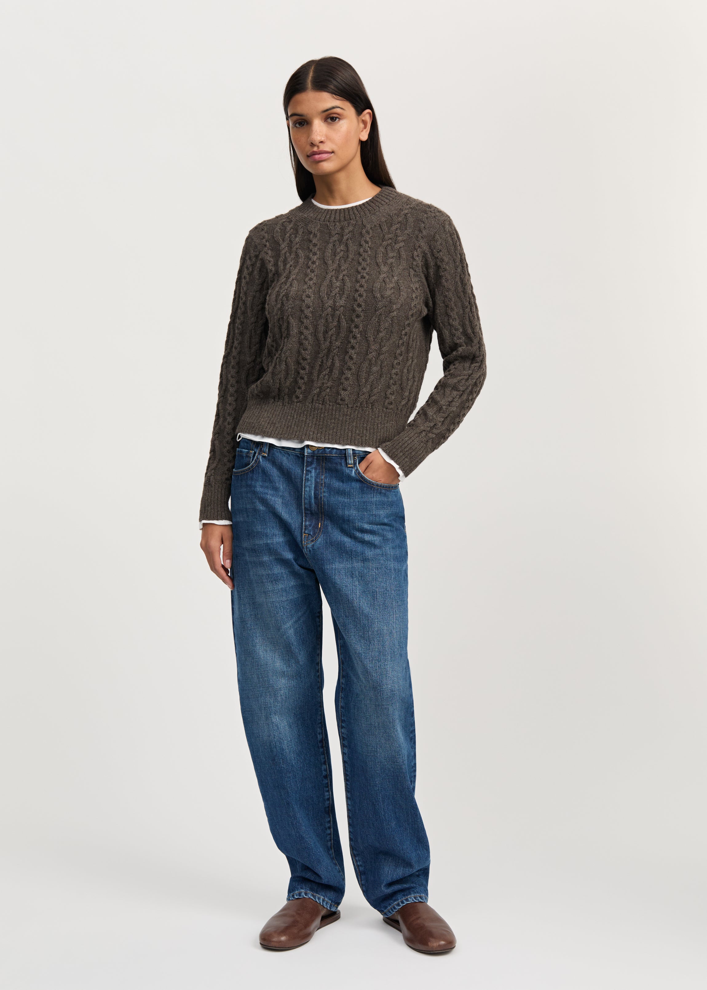Orenda sweater – llama | Pure Smokey Brown Sweater aiayu