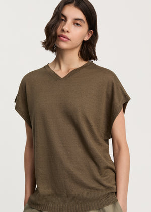 Priti vest – linen | Green Wood Vest aiayu