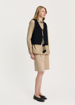 Ravi vest – highland wool | Black Navy Vest aiayu