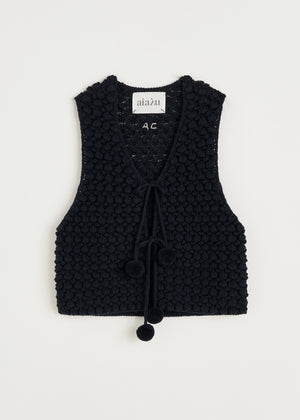 Ravi vest – highland wool | Black Navy Vest aiayu
