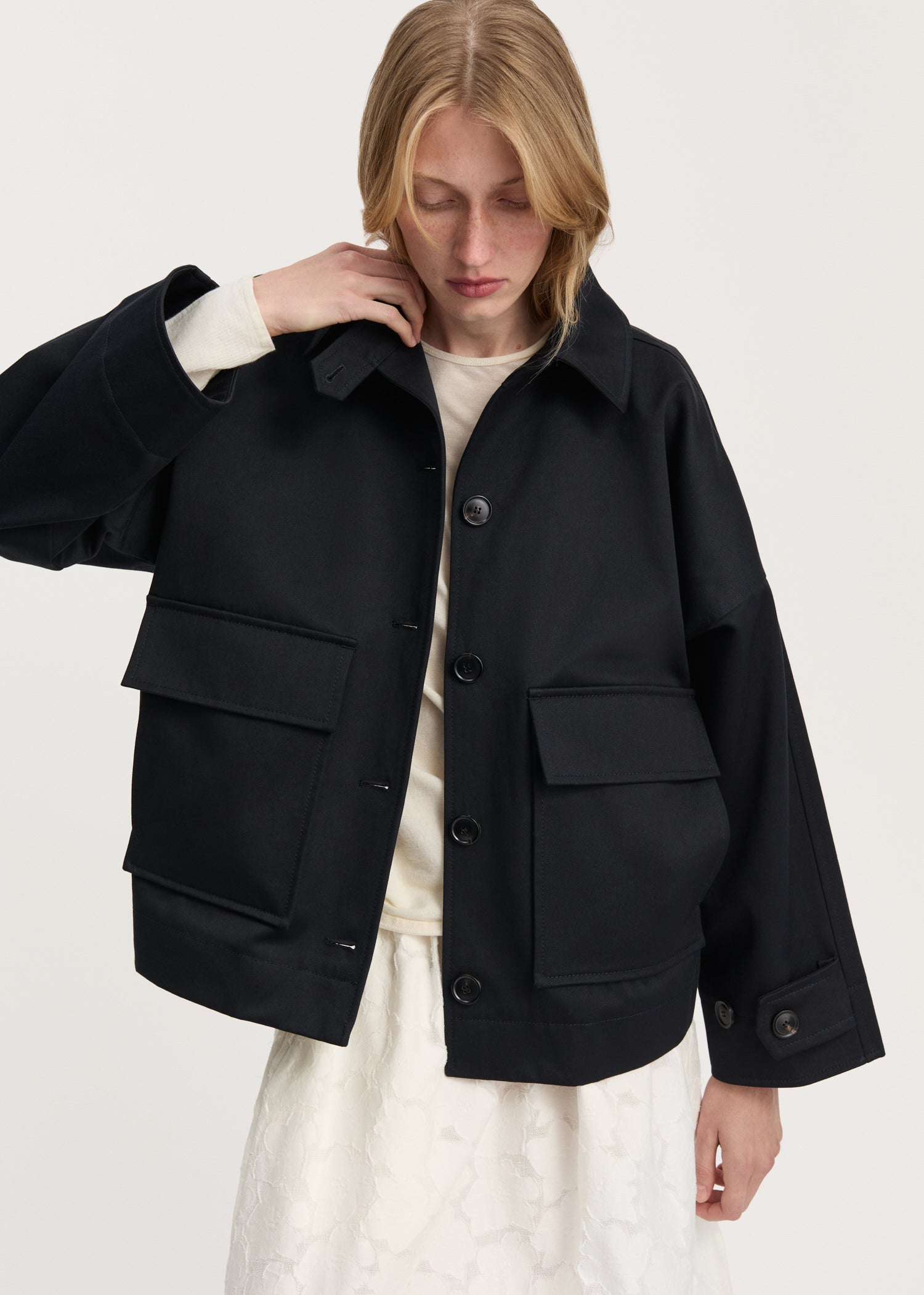 Ritu jacket twill | Black Navy Jacket aiayu